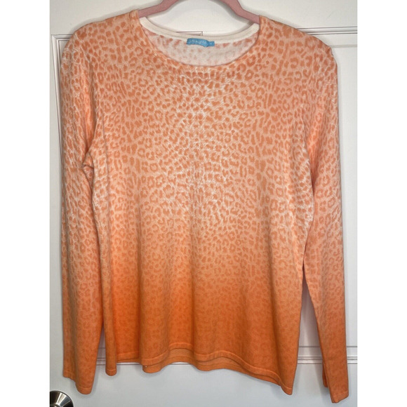 J. MCLAUGHLIN Women's Ombre Orange Leopard Sweater Size M Cotton Modal Blend - Picture 1 of 11